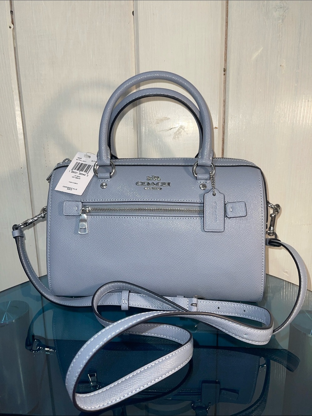 COACH Rowan Satchel Crossbody in Crossgrain Leather Twilight/Silver NWT